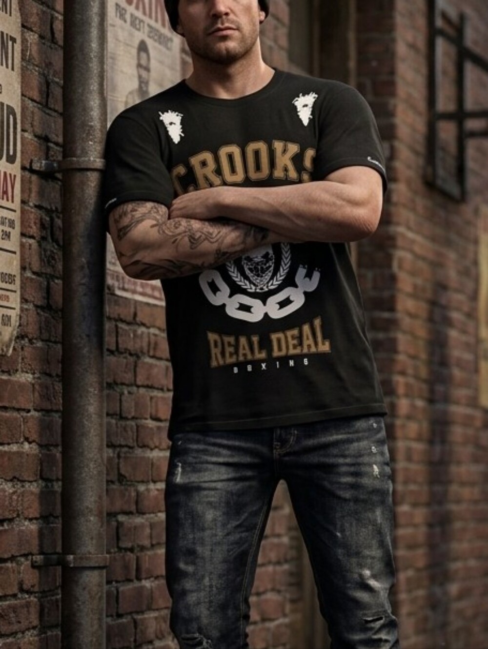 Crooks & Castles Graphic T-Shirt Men's Large Black Gold Streetwear 100% Cotton